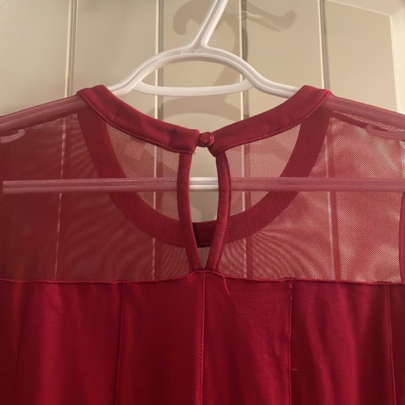 Ruby Red Sleeveless Illusion Sweetheart Dress - Picture 5 of 6